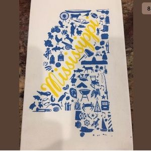 Shape of Mississippi, White Tea Towel, 100% Cotton